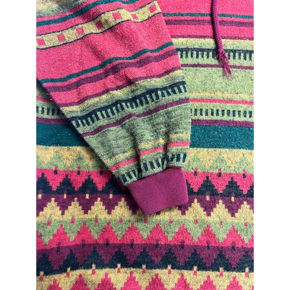 VTG Womens Large Quarter Zip Funnel Neck Sweater Fleece Aztec Southwestern - Picture 8 of 12